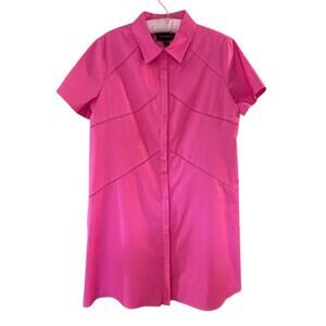 Donna Morgan Women’s Pink Collared Ladder Embroidery Trim Shirt Dress Size 14